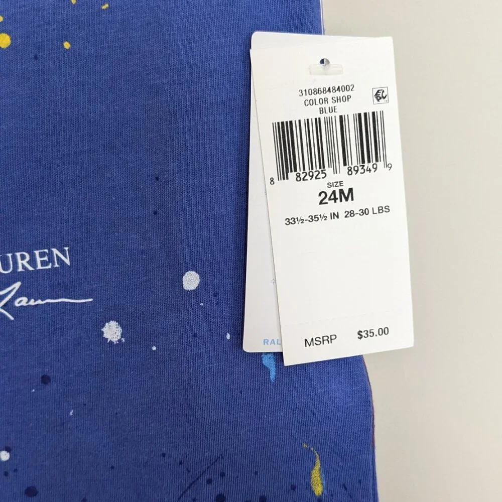 NWT Polo by Ralph Lauren Paint Splatter Cotton Jersey T-Shirt Size 24m - Picture 2 of 4